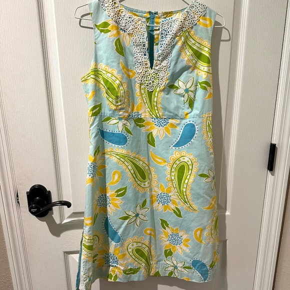Lilly Pulitzer Dresses & Skirts - Lilly Pulitzer Vintage Blue Green Yellow Sunflower Paisley Shift Dress
